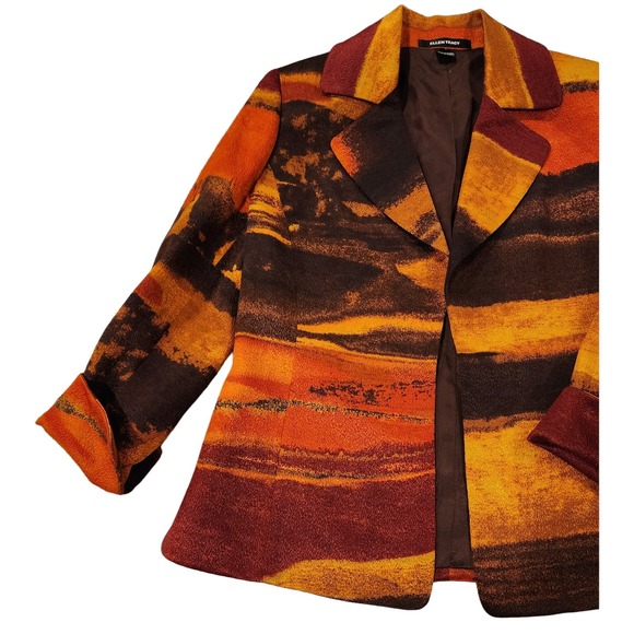 EllenTracy Silk & Wool Open Blazer  Sz 8 VTG 90s All Seasons Serengeti Sunset - Picture 2 of 12